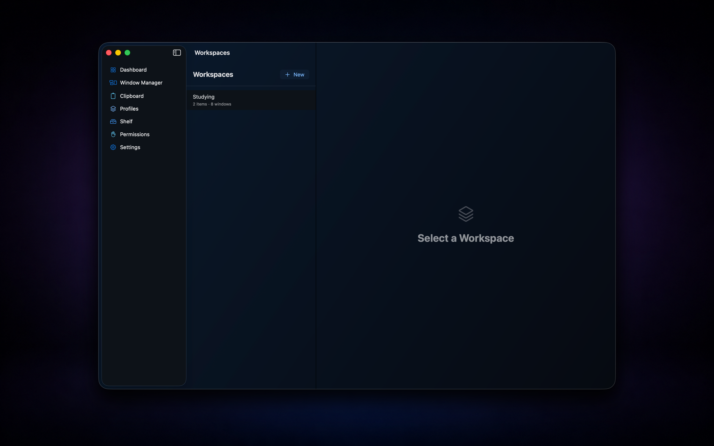 Nodusly workspaces restoring a project layout